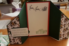 Weihnachtskarte Trapez,  grün, ausgeklappt